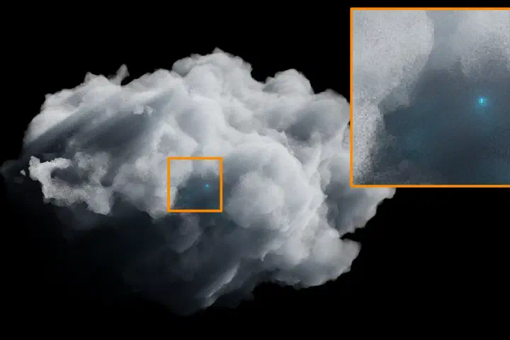 Volumetric renderings produced with heterogeneous cosine-noise media.